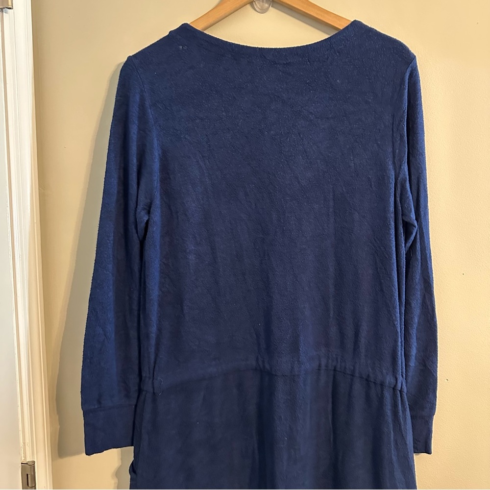 Soft Surroundings Blue Fleece Drawstring Waist Dress size Medium - Picture 9 of 10